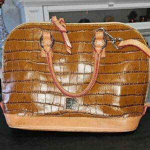 Brown Crocodile-Embossed Handbag